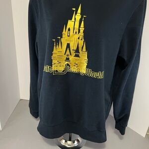 Walt Disney World oversized Sweatshirt Black Gold Castle Logo Unisex Size Small